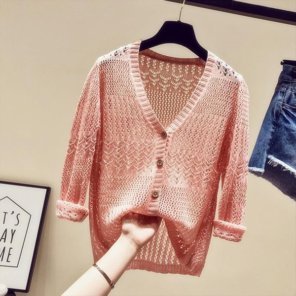 thin ice silk knitted women sweaters cardigan hollow fairy loose summer dress short sunscreen clothes overfire cec, White;black